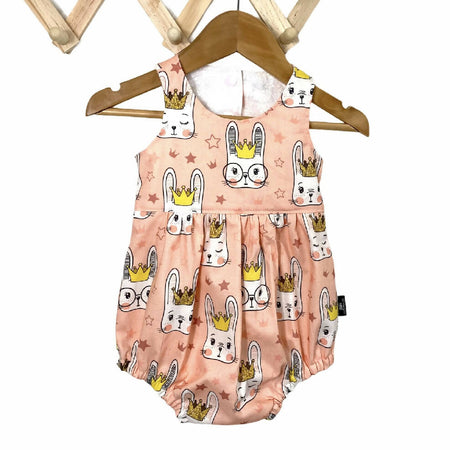 SIZE 00 Peach Bunnies Baby Festival Romper