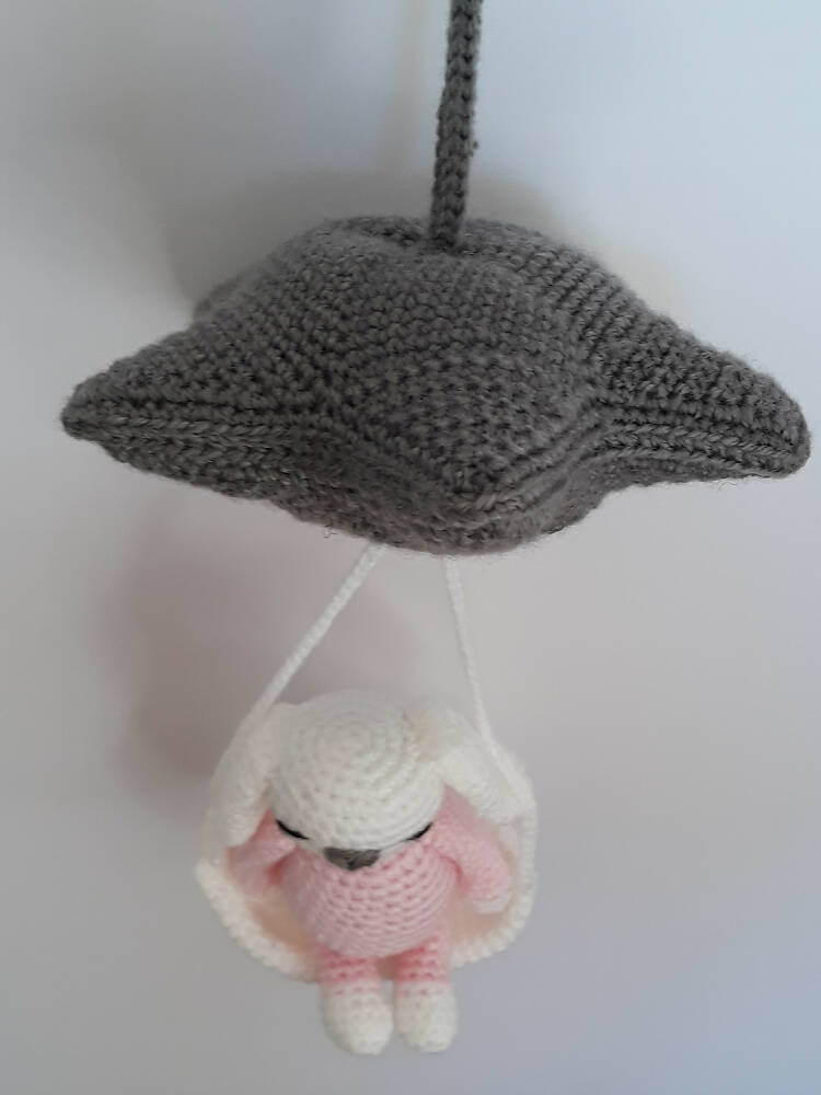 SALE Handmade crochet bunny rabbit baby mobile