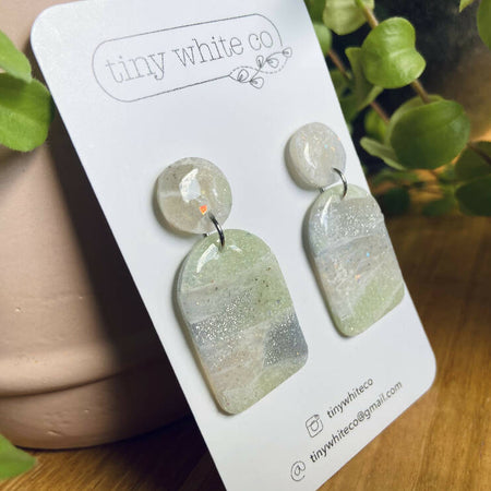 Jade and Marble Polymer Clay Dangle Earrings