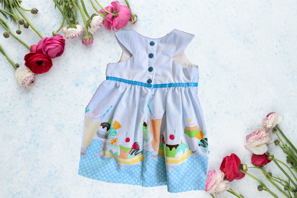 Baby's Border Print Dress - 'Ice Cream Sundae'
