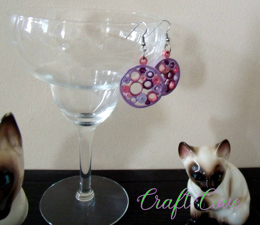 Earrings made with quilled pastel Circles