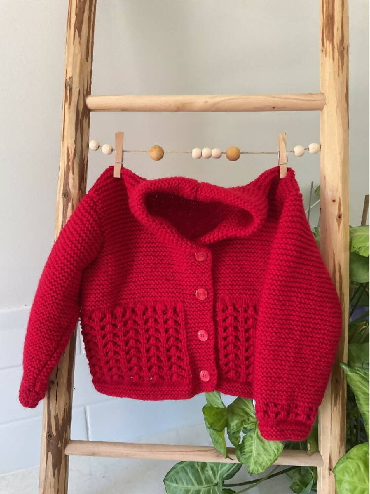 Cardigan in Cherry Red, Size 2 years