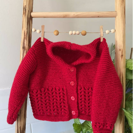 Cardigan in Cherry Red, Size 2 years