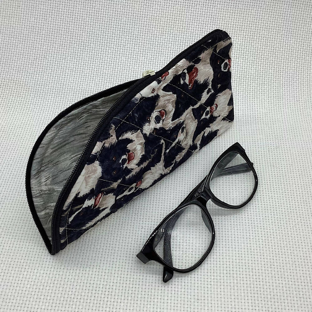 Border Collie Dogs glasses case for sunglasses, reading, spectacles - 3 designs.