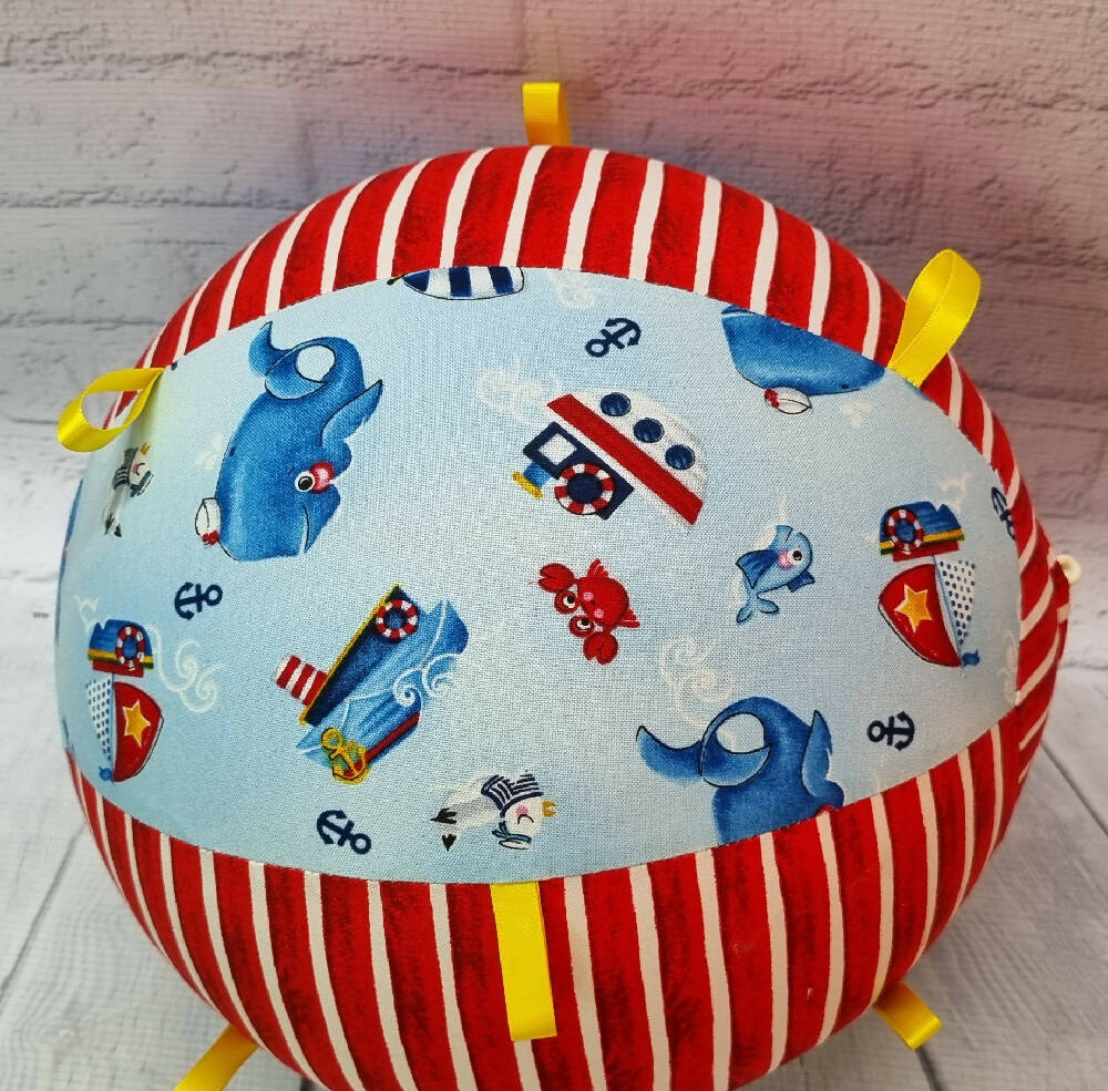 Balloon Ball: Whale of a time with Red/white stripe: Taggie; Two tone style