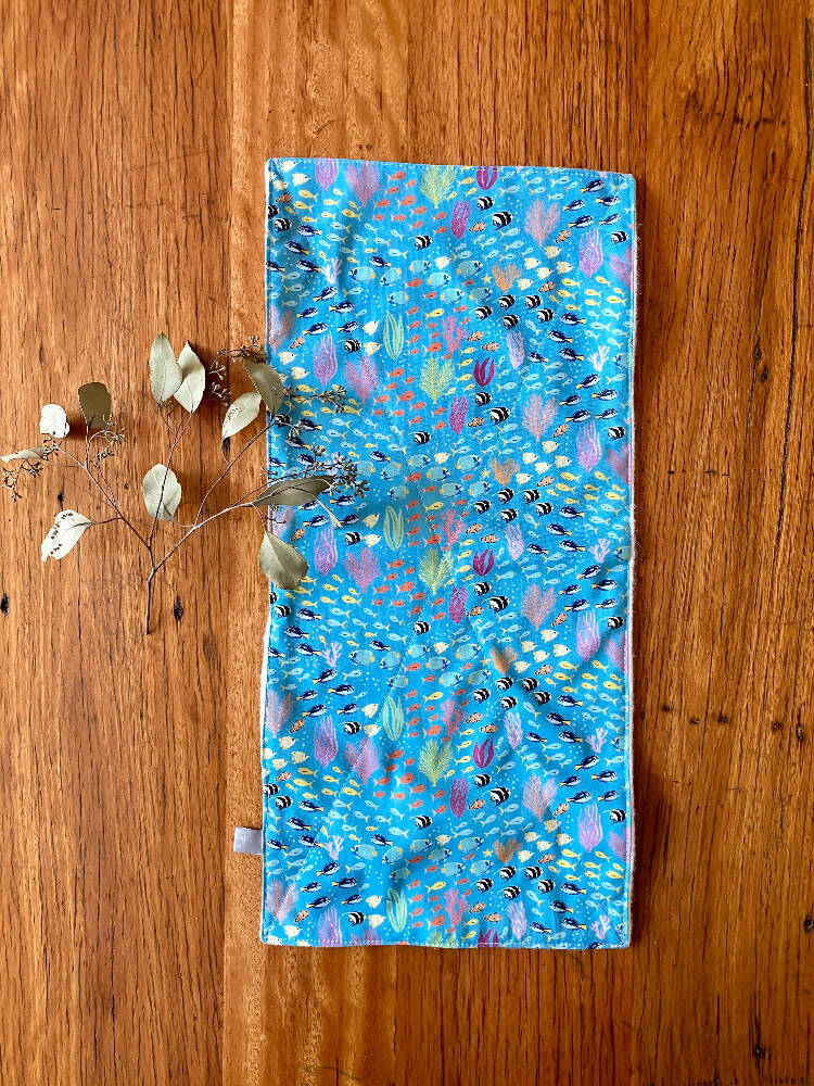 burp cloth - Australian tropical fish / organic cotton hemp