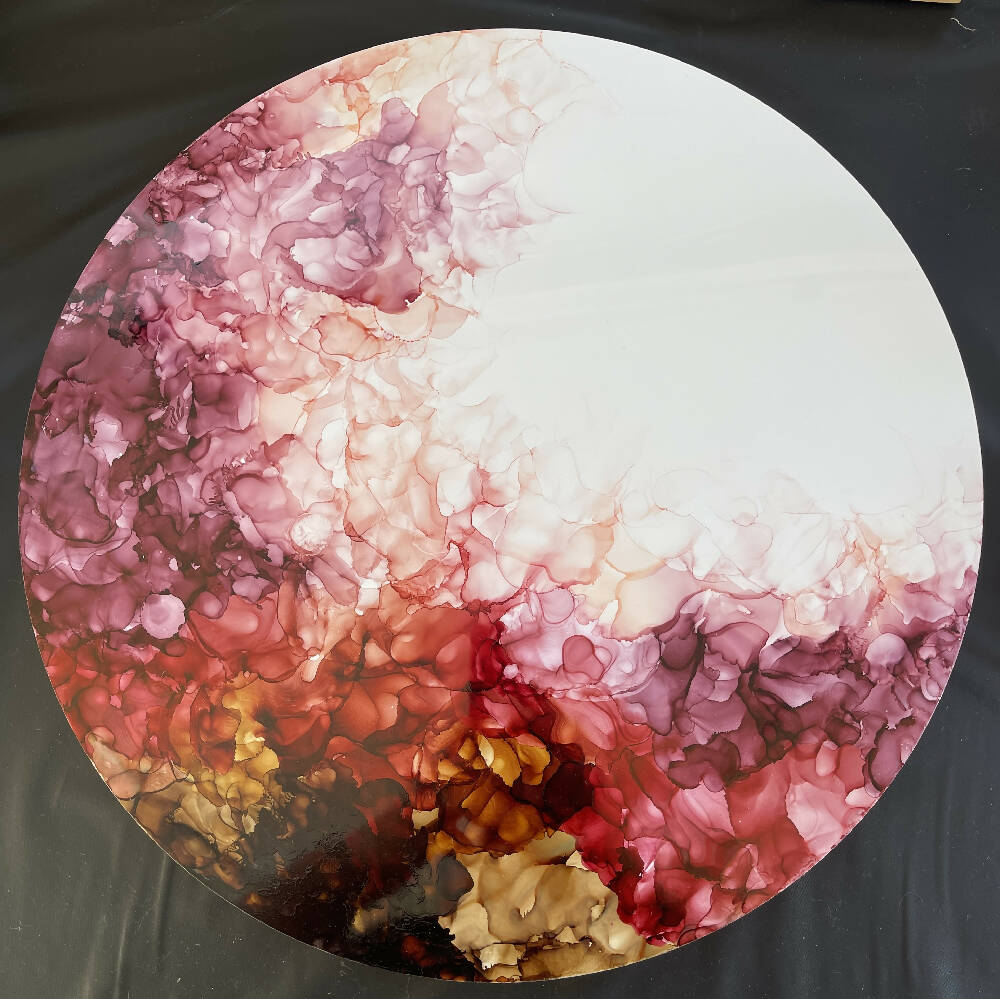 Circular alcohol ink painting