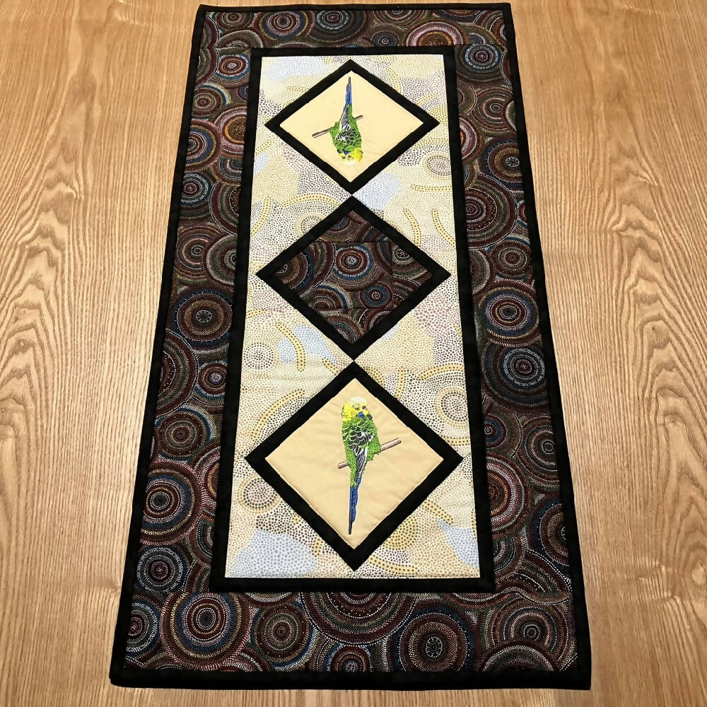 handmade Australian native quilted - GREEN BUDGIE
