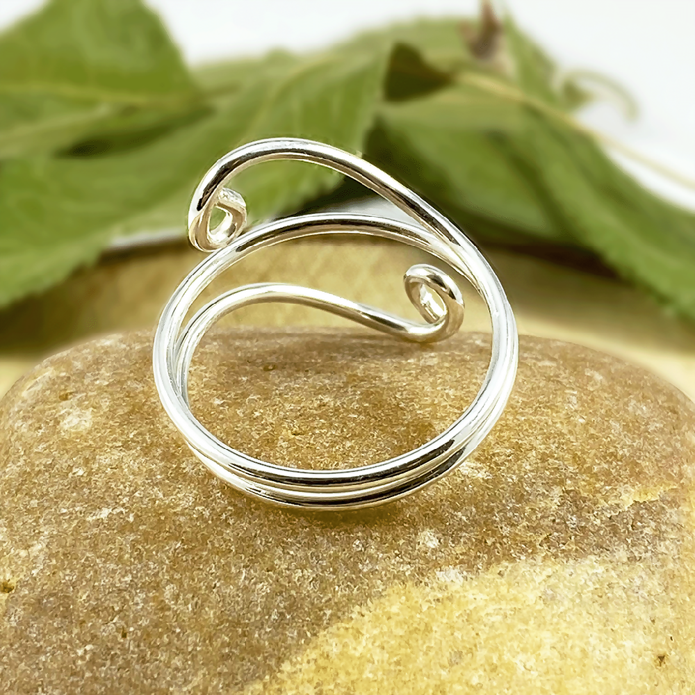 Solid silver wave ring _6