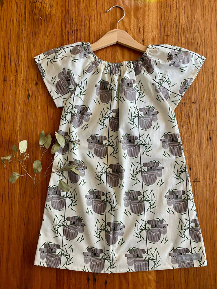 dress - koala / eco friendly organic cotton / cream grey green