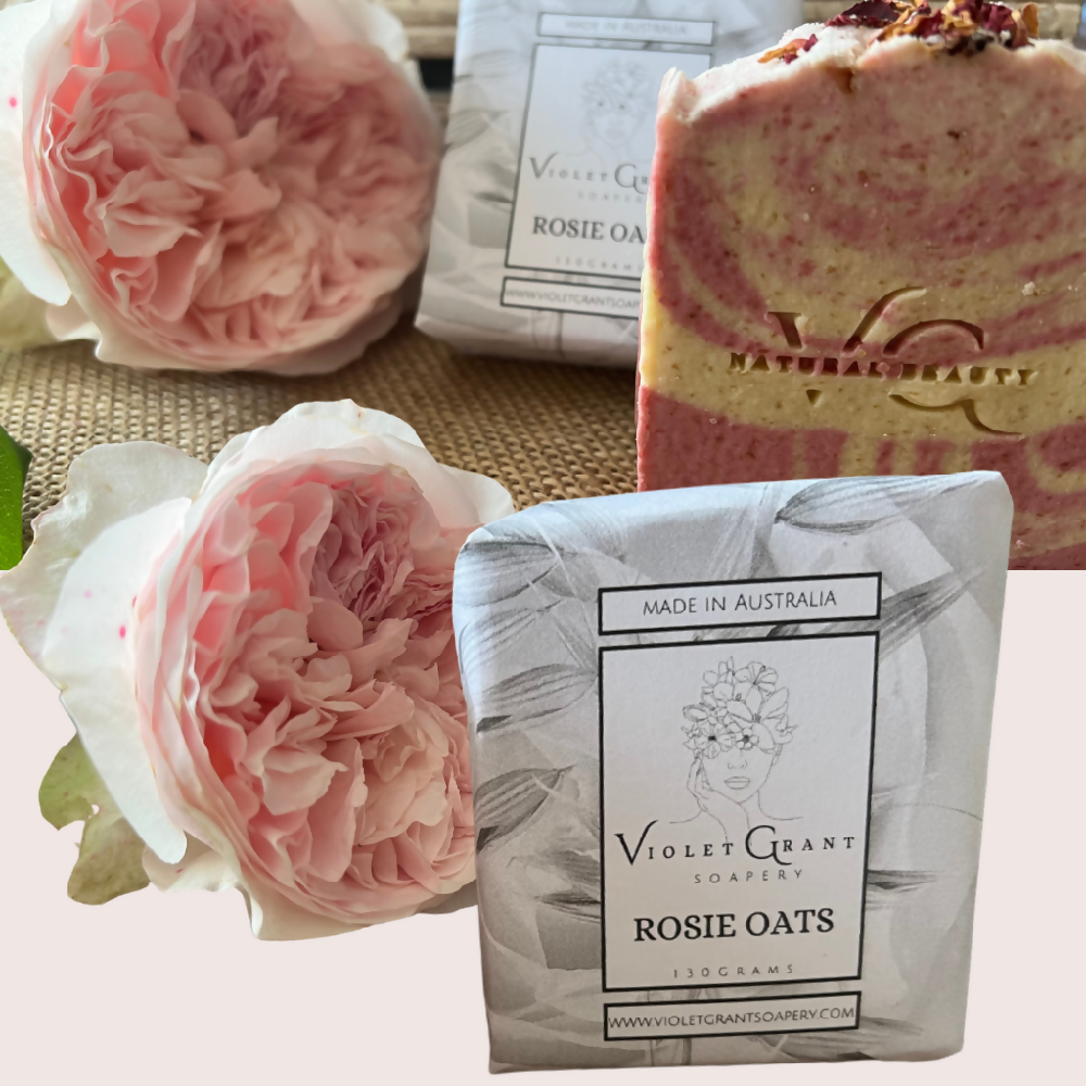 Artisan Soap Gift Sets featuring three soaps and soap saver bag