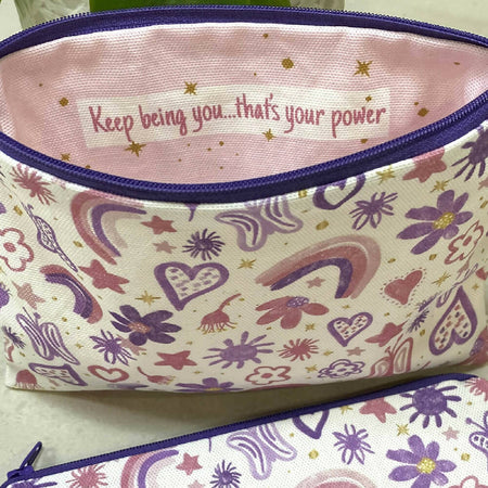 Zipper Purse - Rainbows and flowers with a Secret Message inside #37