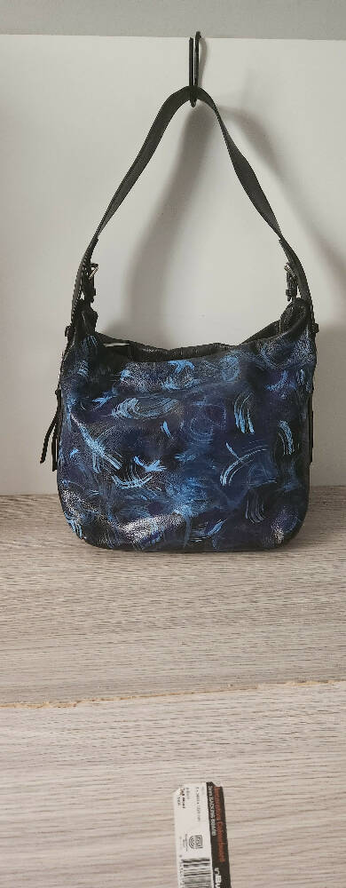 Handpainted country road hobo bag