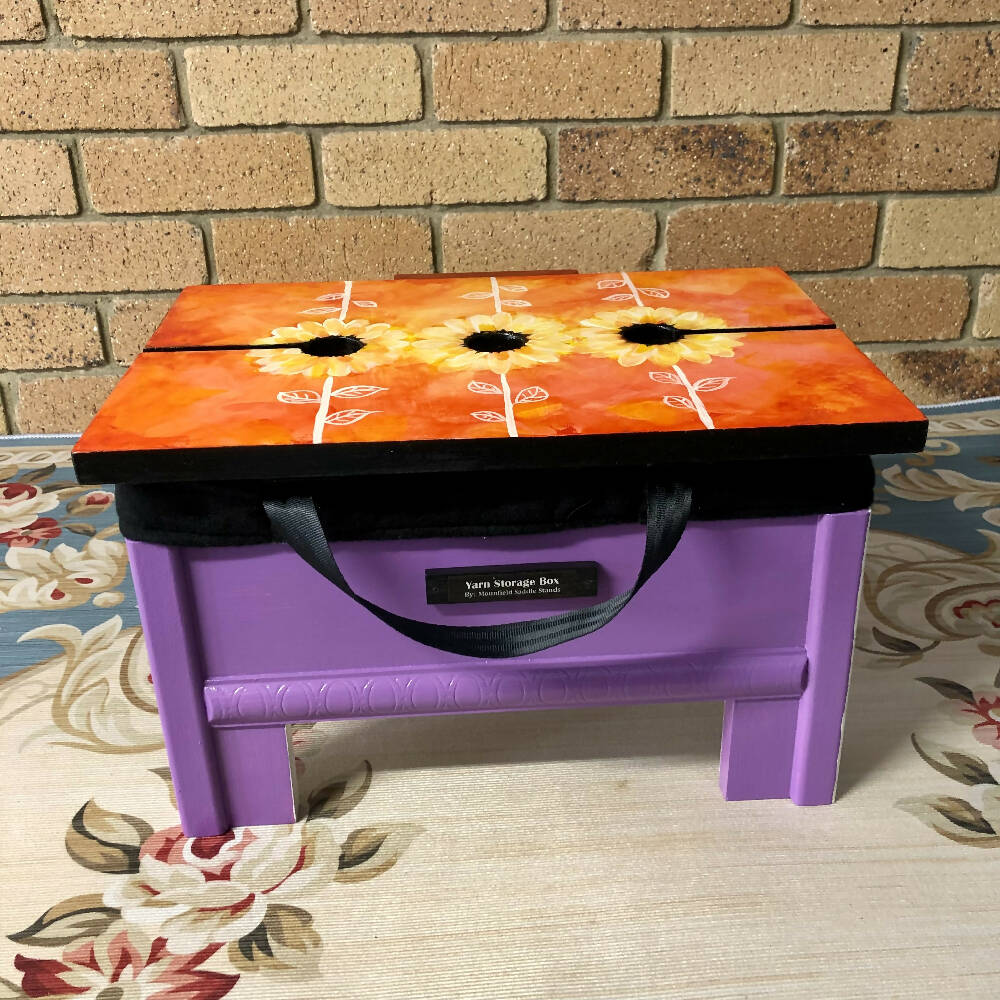 Yarn Storage Box, Orange Petals