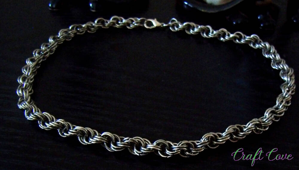 Necklace Chainmail made in double spiral pattern