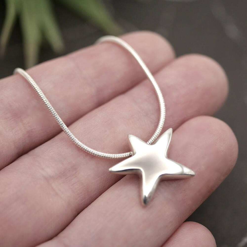 Star - Handmade Sterling Silver Pendant with Snake Chain