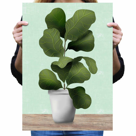 Art Print - Fiddle Leaf Fig plant in modern pot - house plant series