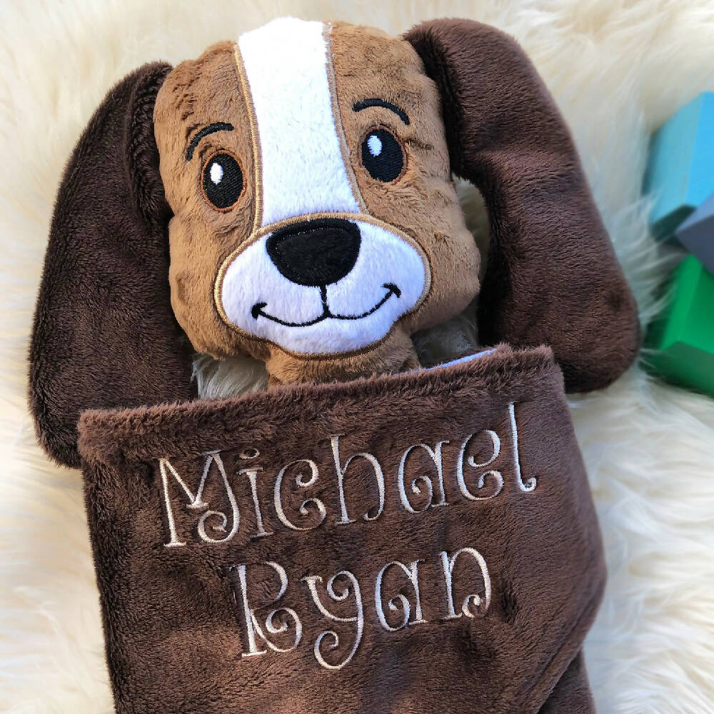 inspiredbyisabellarose-babycomforter-birthdetails-personliasedbabygift-puppydoglovey-handmadegift-babyshower-welcomebabygift-newbaby-Australia