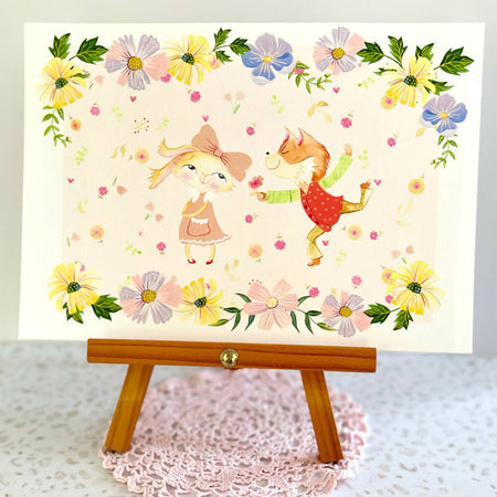 Illustration- Bob and Betty Bunny Wall Art Girl or Nursery Print Free Shipping