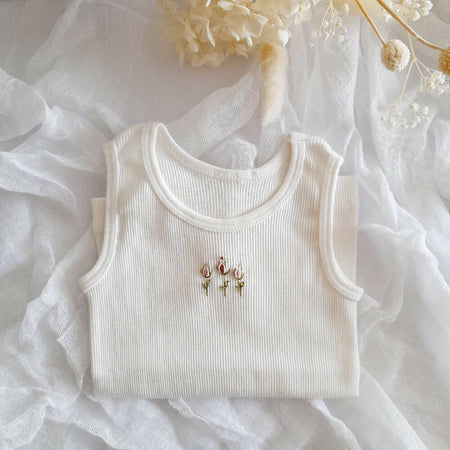 Baby Singlet Hand Embroidered Rosebuds
