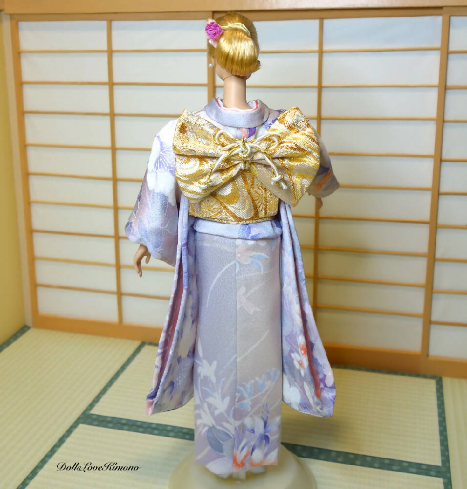Doll clothes, silk kimono set for 11 3/4 inch fashion dolls, handmade