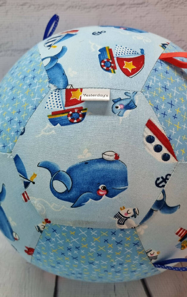Balloon Ball: Whale of a time with Blue/Yellow: Taggie: two tone