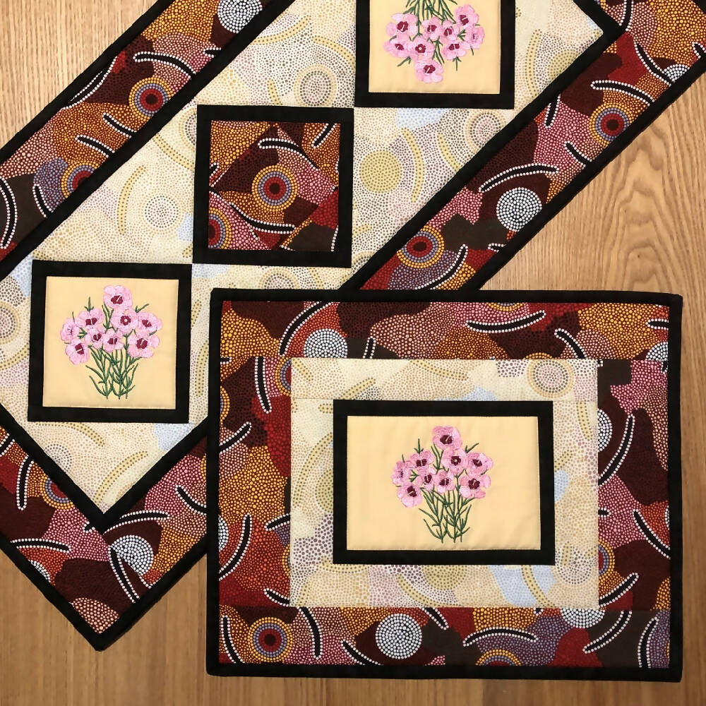 handmade Australian native quilted - GERALDTON WAX (pink)