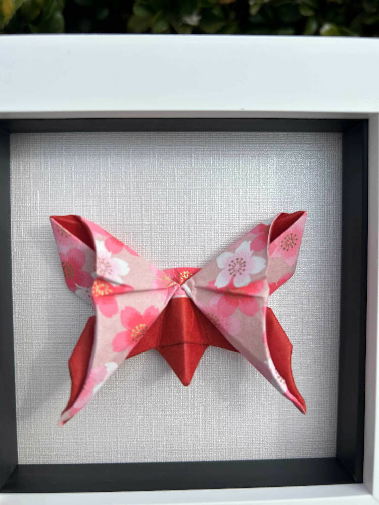 Mother's Day gift - pink and red butterfly framed