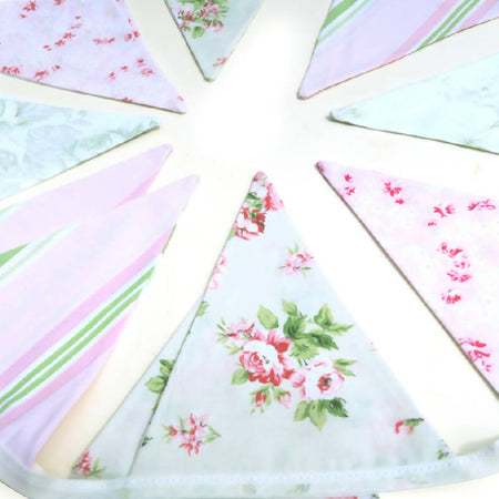 Handmade Floral and Country Stripe 'Vintage Style' Flag Bunting Decor