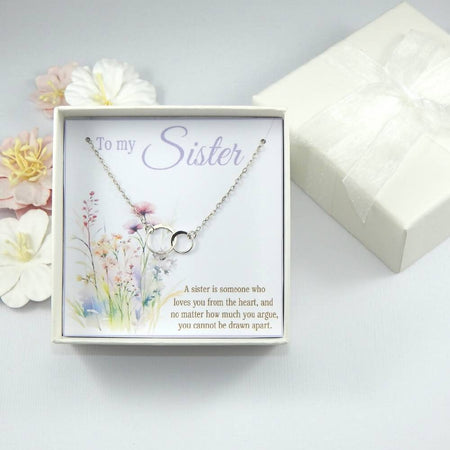 Sister Interlocking Circle Necklace Gift,Sister Necklace on Gift Card