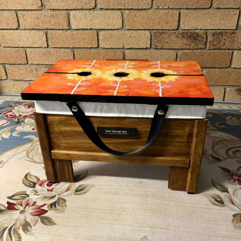 Yarn Storage Box, Orange Petals