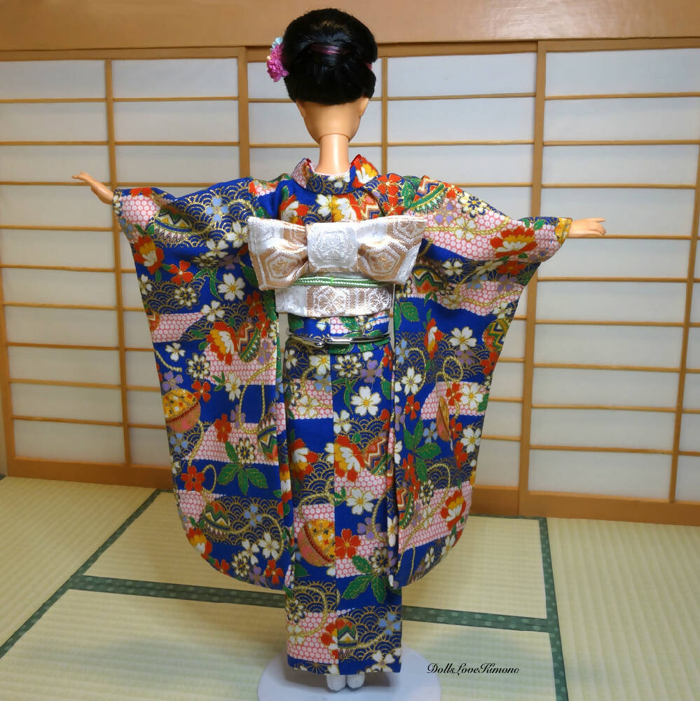 Doll clothes, blue kimono set for 11 ¾ inch fashion dolls, handmade