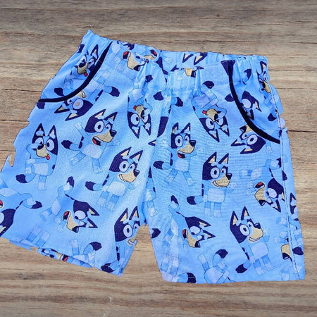 Boys Blue Dog Shorts with Pockets - Size 1 - 6