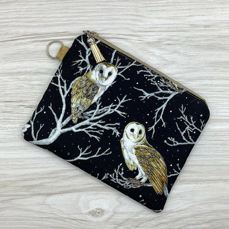 Owls Zip Pouch (21cm x 16cm) Fully lined, lightly padded