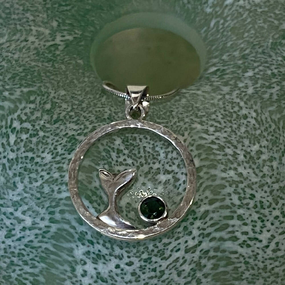 Sapphire whale tail pendant