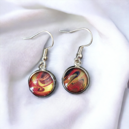 Magenta and Gold Stainless Steel Earrings
