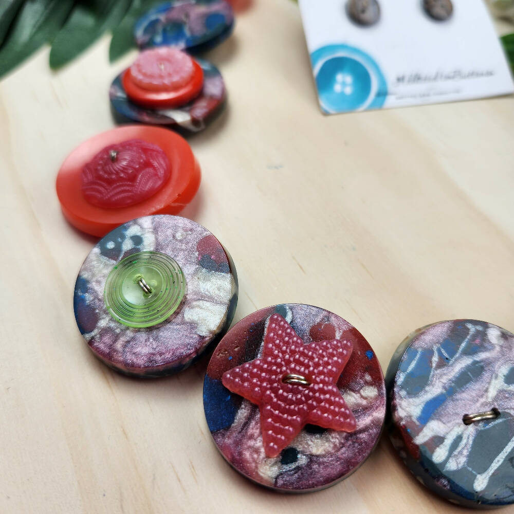 Button Necklace Resin Ocean Mermaid (5)