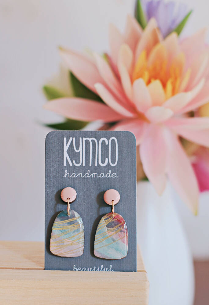 Dreams Collection | Small Resin Dangles Earrings| Pink Blue Gold