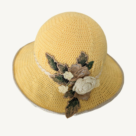 Cotton crochet sun hat daffodil yellow