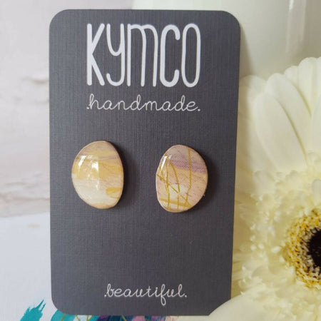 Art Play Collection | Resin studs Earrings | Violet, cream, gold