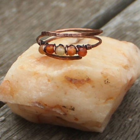 Adjustable Ring Carnelian and Copper