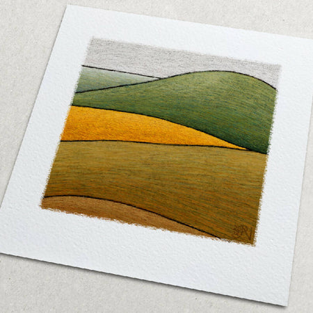 Small Square Unique Countryside Abstract Landscape Art Print