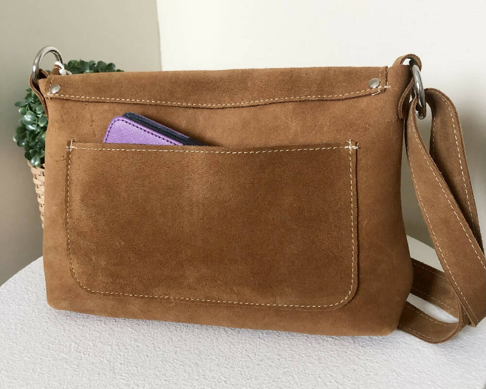 Tan Suede Genuine Leather Handbag