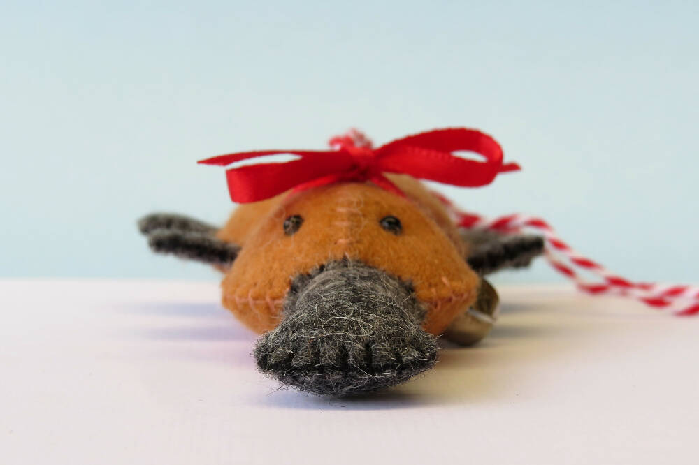 Christmas Ornament - Platypus - Wool Felt Decoration