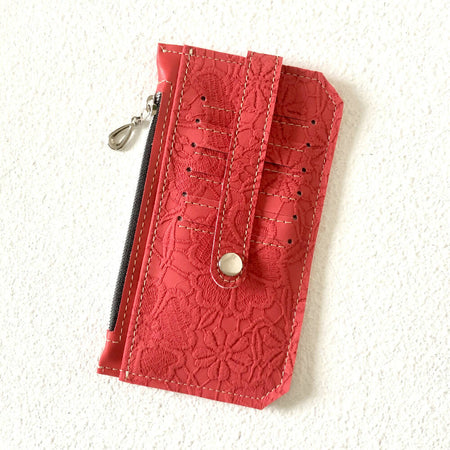 Minimalist Wallet with Card Slots in Red