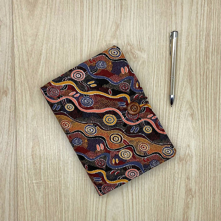 Desert Tracks refillable A5 fabric notebook cover with bonus book and pen.