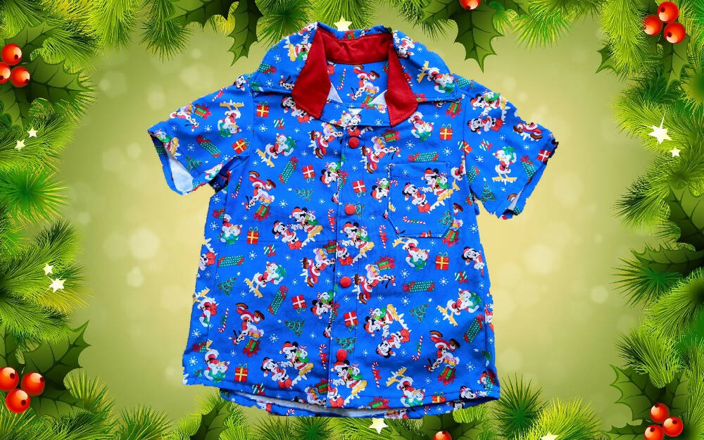 Xmas Shirt, Boys, Blue Mickey