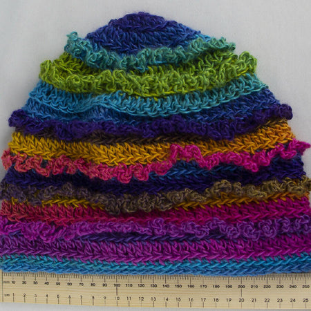 Colourful springtime beanie style hat for the larger head