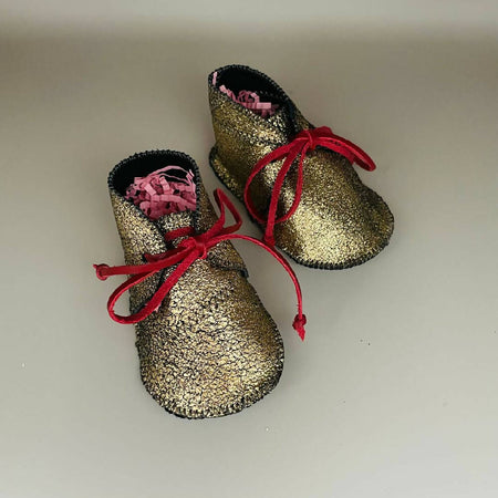 baby shoes gold leather boots