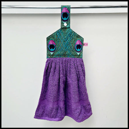 Hand Towel Hanging - Shimmering Peacock - Purple - Handmade